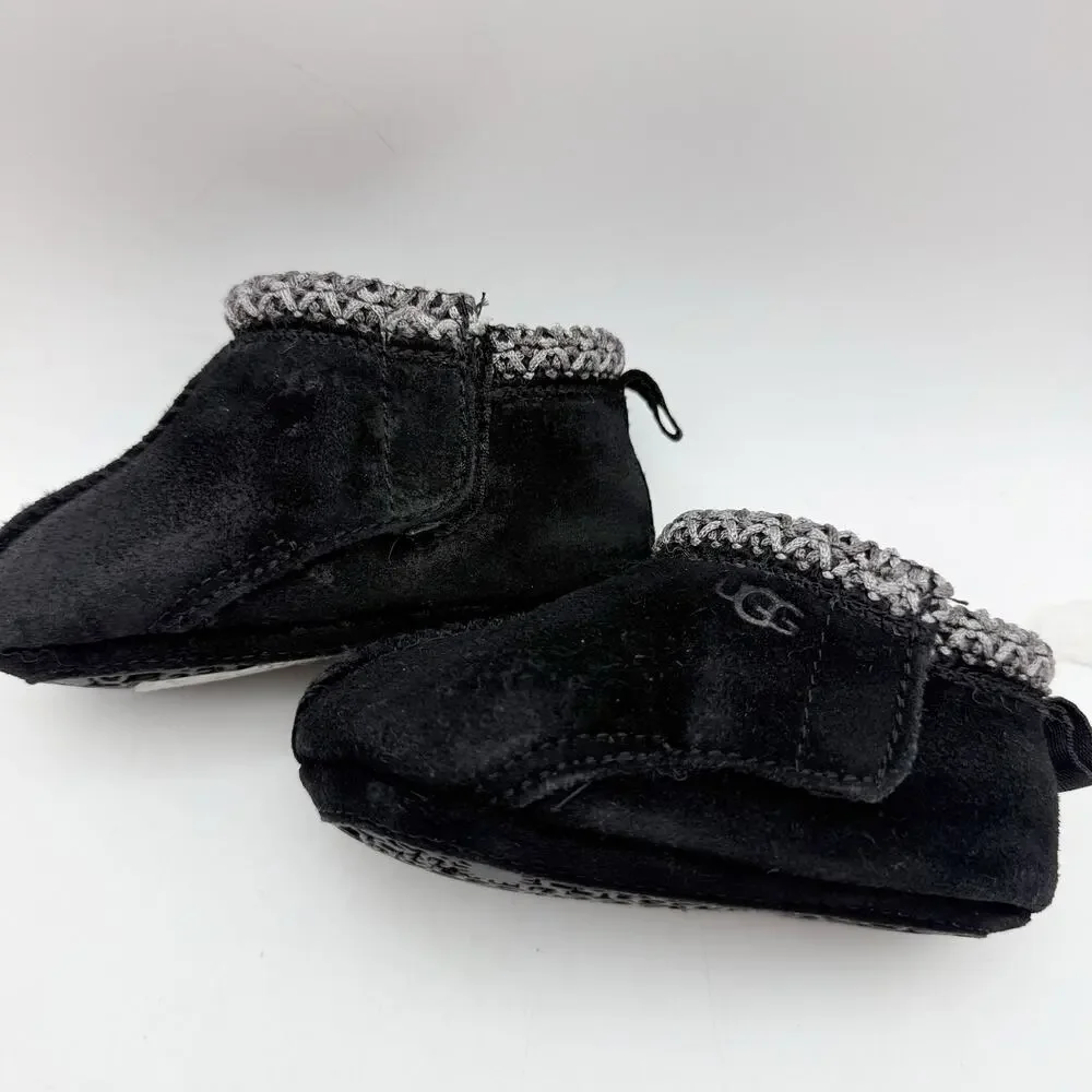 UGG Baby Tasman Slippers US 02/03 Small Black Suede NIB